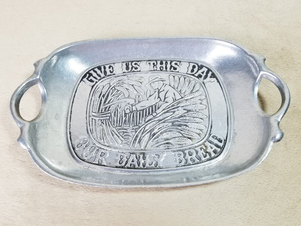 Sexton Pewter Bread Tray 10 1/2" USA Give Us This Day #500810 1972 Vintage